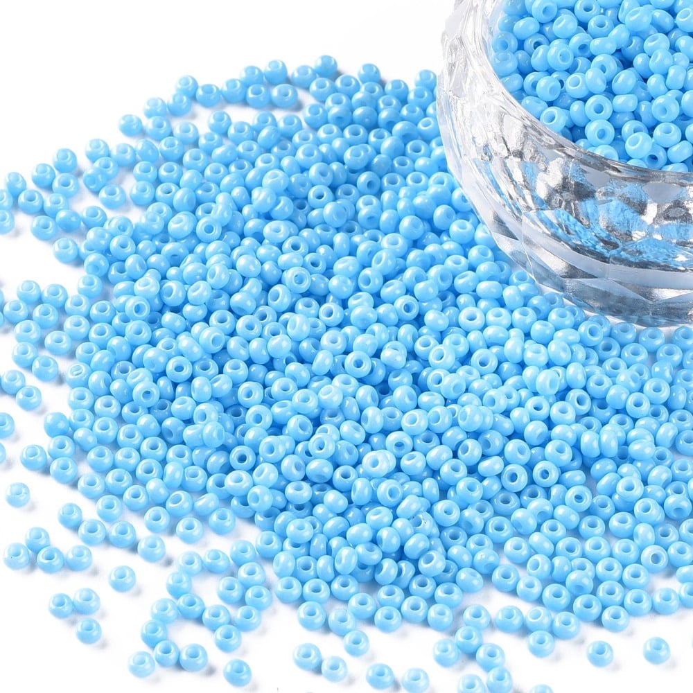 11/0 Grade A Round Glass Seed Beads Baking Paint about 48500pcs/pound Light Sky Blue 2.3x1.5mm Hole: 1mm