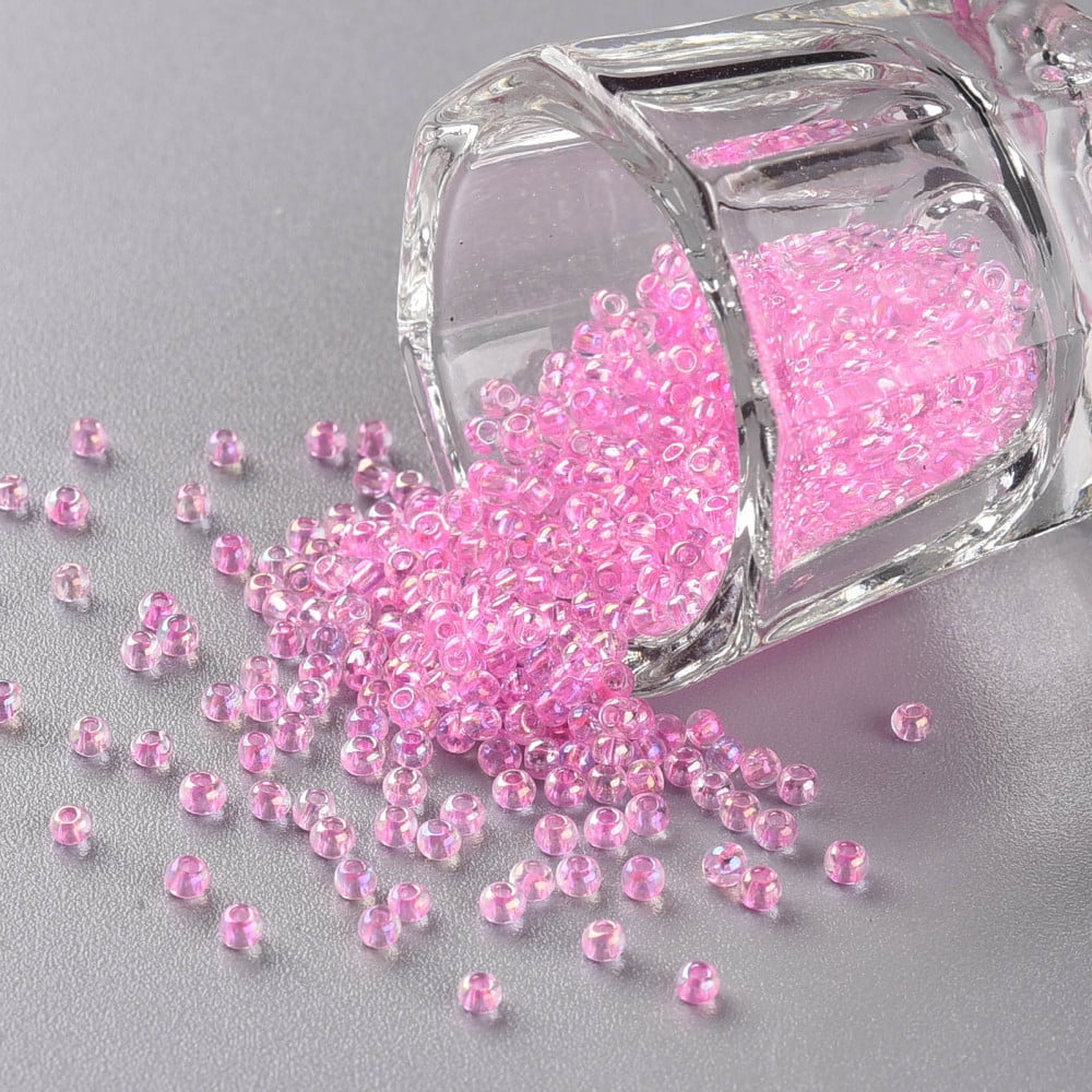 11/0 Grade A Round Glass Seed Beads Transparent Inside Colours AB Color Plated Violet 2.3x1.5mm Hole: 1mm about 48500pcs/pound