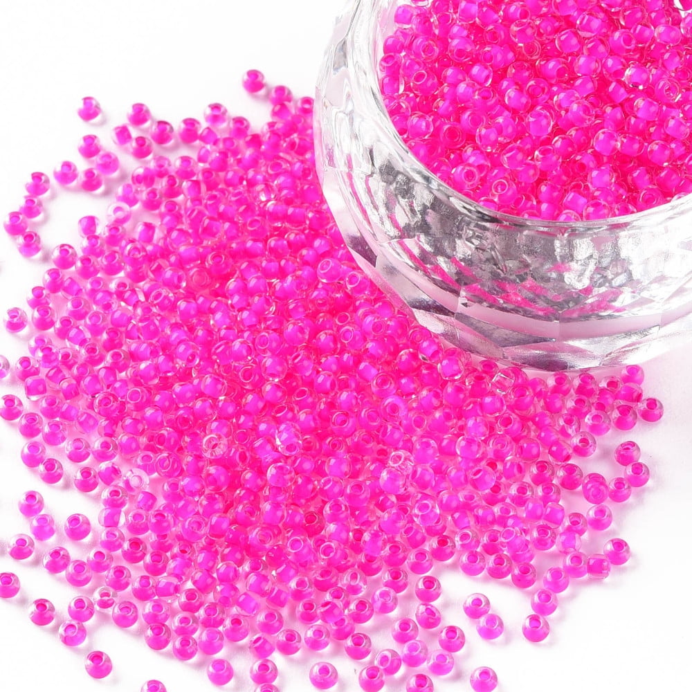 11/0 Grade A Round Glass Seed Beads Transparent Inside Colours Camellia 2.3x1.5mm Hole: 1mm about 48500pcs/pound