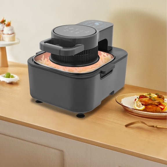 11.02*13.58*10.23in Modern Touch Screen Countertop Black Air Fryer with Temp & Timer Control