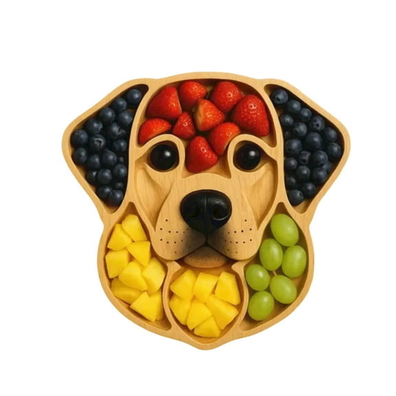 11.02inx11.02 Inch Cute Dog Face Charcuterie Boards, Dog Themed Charcuterie Platter, Wood Serving Tray Board for Cheese, Meats, Fruit, Decorative Cutting Board Gift for Dog Lovers, Dog Party Plates