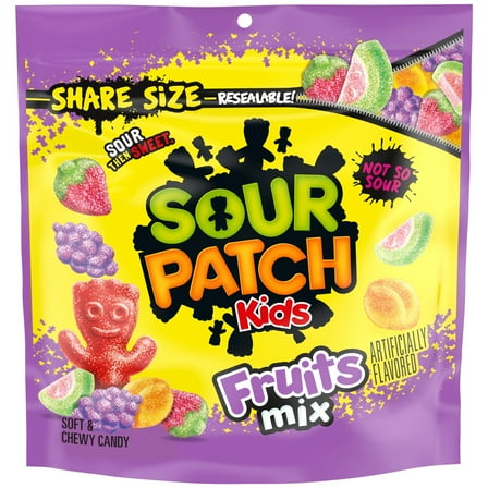 SOUR PATCH KIDS Fruits Mix Soft & Chewy Candy, Share Size, 11.03 oz