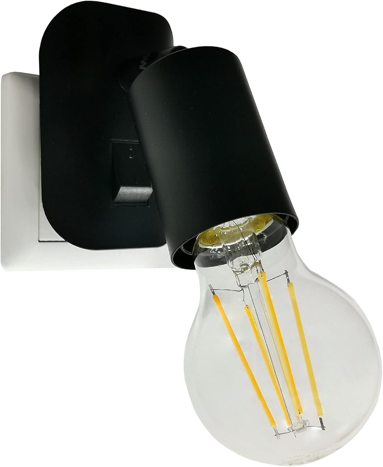 11-059 Lampe Enfichable Led Avec 1 Ampoule Led E27 Blanc Chaud 8 Watts 2700k En Noir Mat Anna Lampe De Lecture Lampe De Cuisine Veilleuse Applique Murale Lampe Enfichable