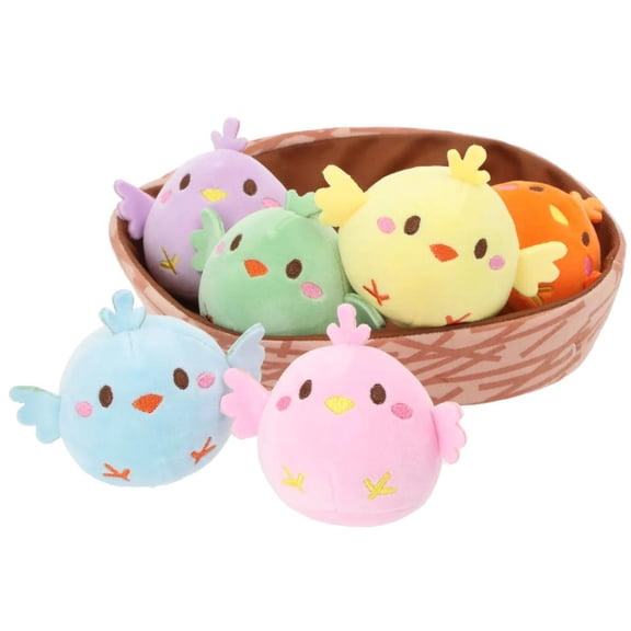 11 1/2" Easter Whimsy Bird Nest & Stuffed Chicks Set - 7 Pc.