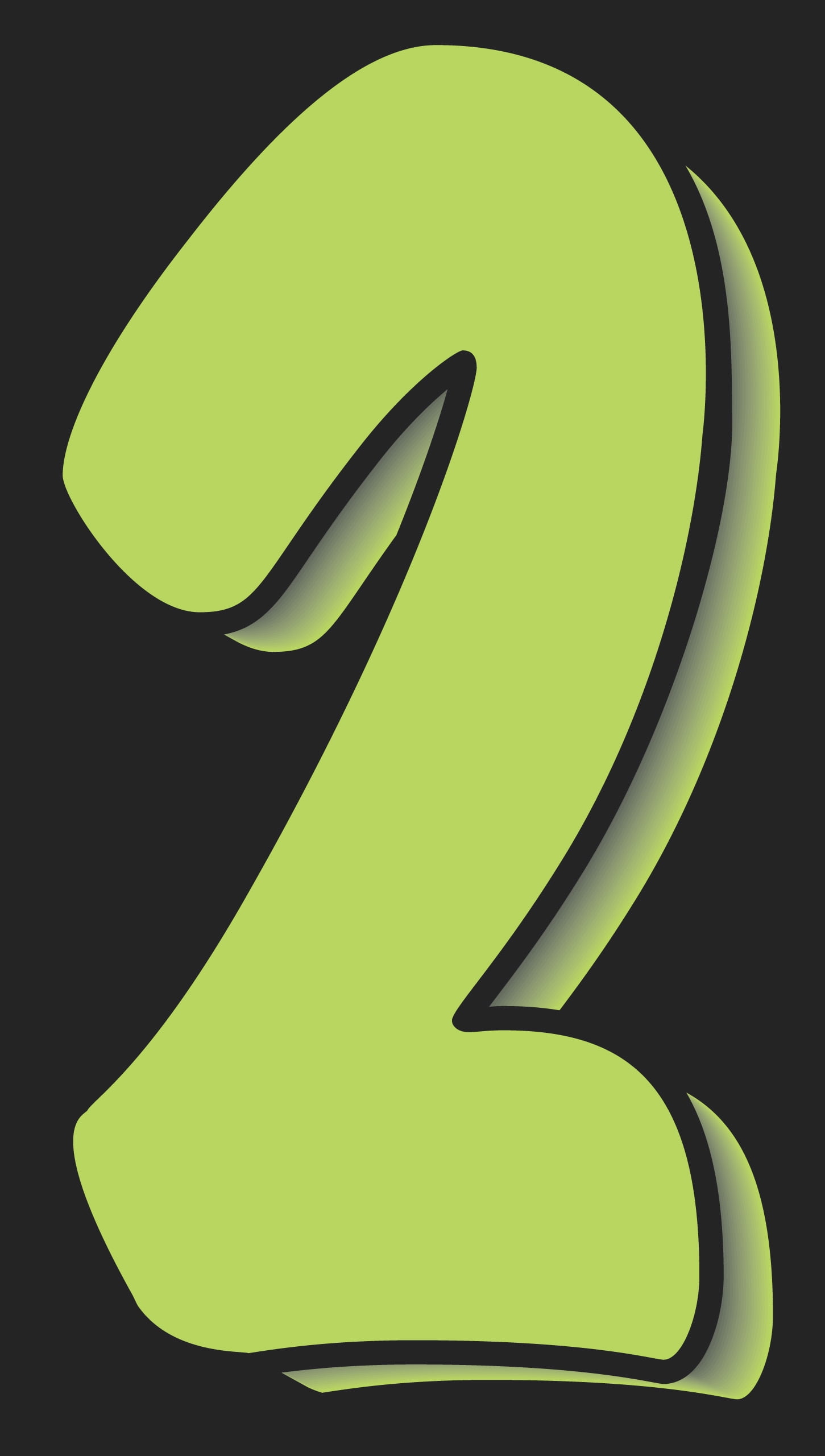 11 1/2" Windshield Numbers And Symbols - Neon Green/Black - "2" - 6 1/2ʺW x 11 1/2ʺH - Pack of 12