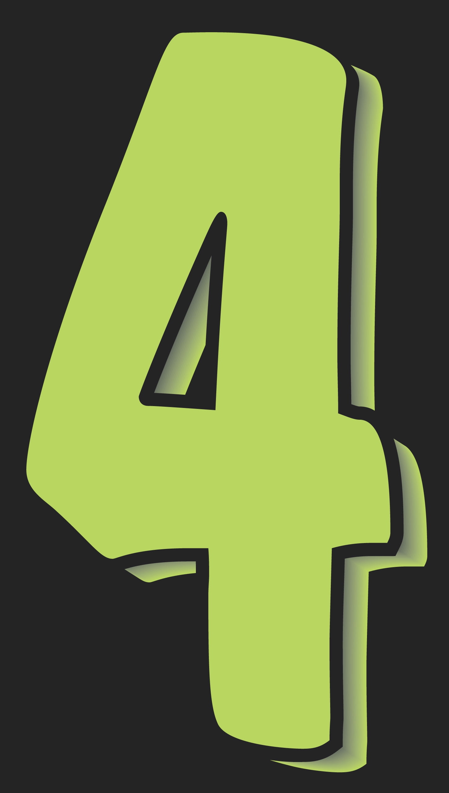 11 1/2" Windshield Numbers And Symbols - Neon Green/Black - "4" - 6 1/2ʺW x 11 1/2ʺH - Pack of 12
