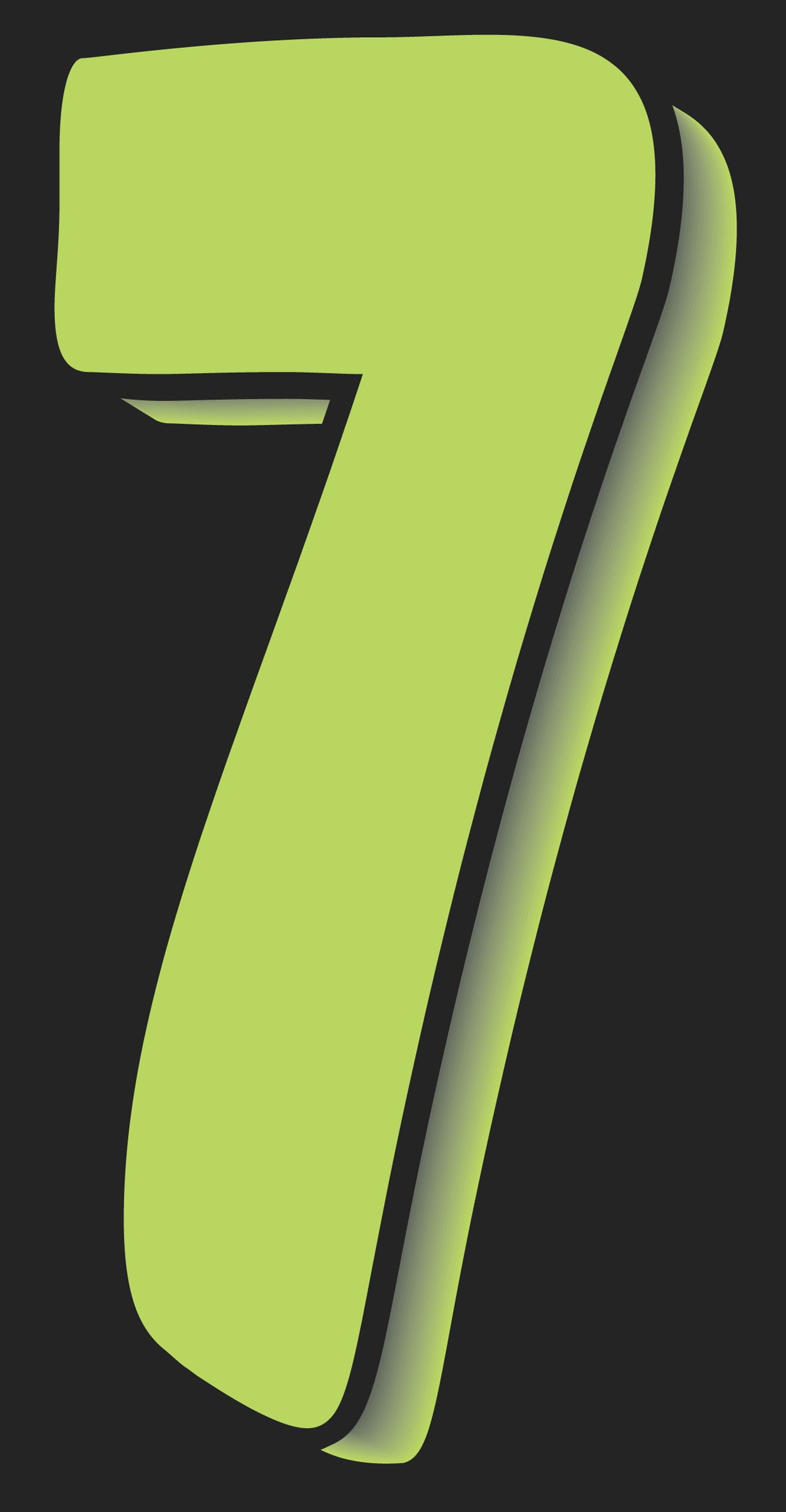 11 1/2" Windshield Numbers And Symbols - Neon Green/Black - "7" - 6 1/2ʺW x 11 1/2ʺH - Pack of 12
