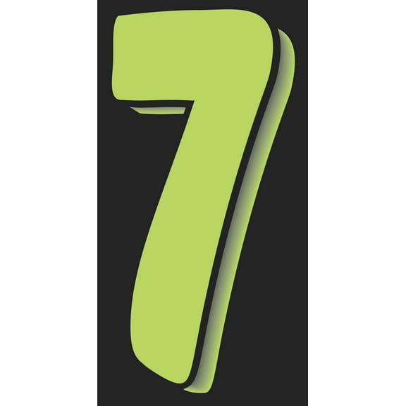11 1/2" Windshield Numbers And Symbols - Neon Green/Black - "7" - 6 1/2ʺW x 11 1/2ʺH - Pack of 12