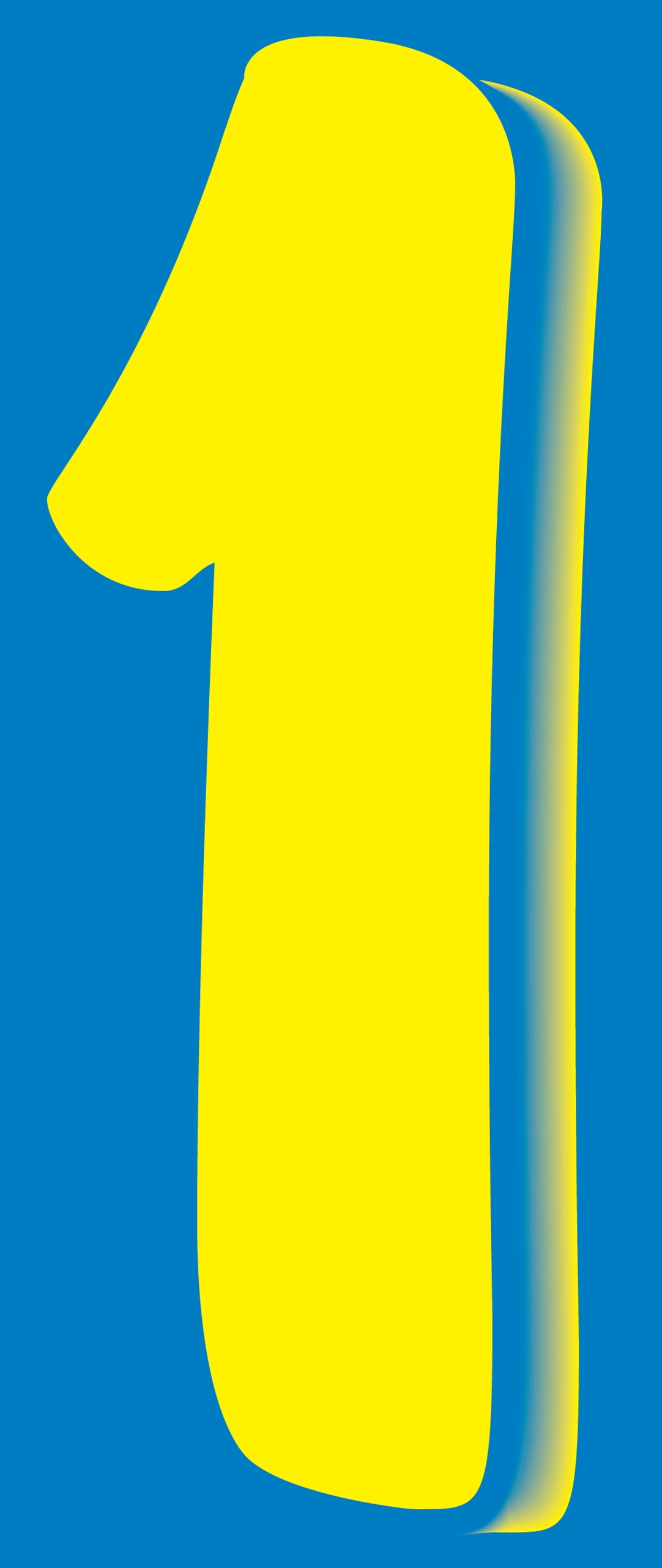 SSWBasics 11 1/2" Windshield Numbers And Symbols - Yellow/Blue - "1" - 6 1/2ʺW x 11 1/2ʺH - Pack of 12