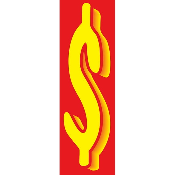 11 1/2" Windshield Numbers And Symbols - Yellow/Red - "$" - 6 1/2ʺW x 11 1/2ʺH - Pack of 12