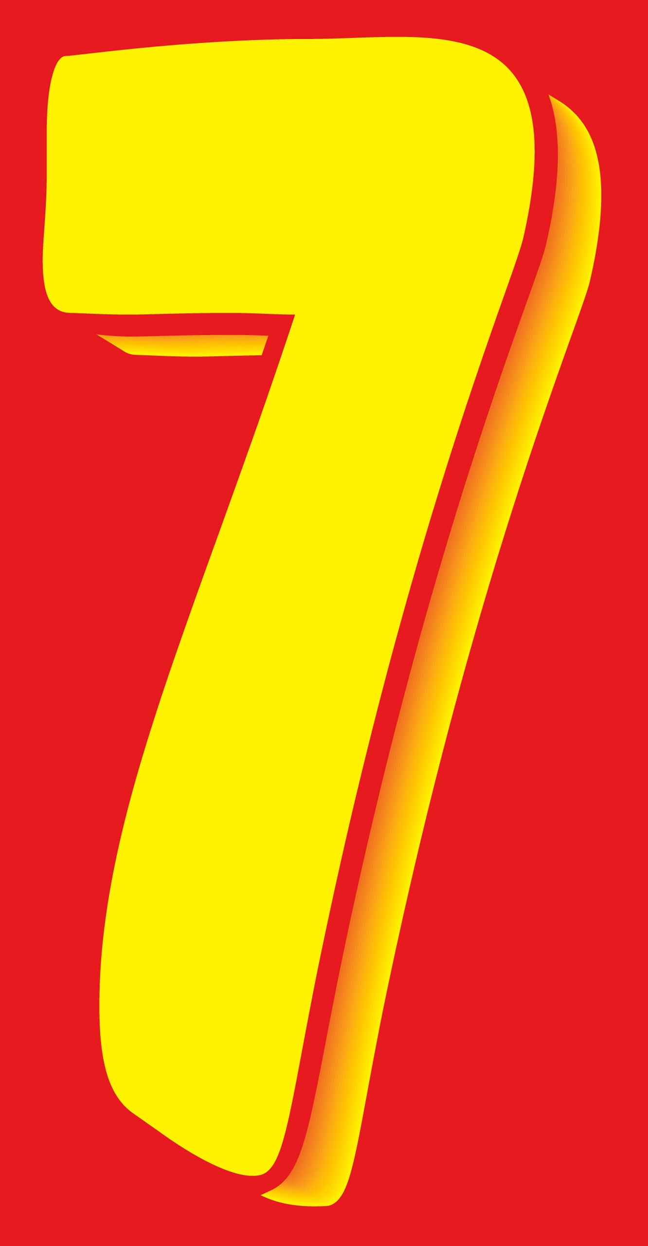 11 1/2" Windshield Numbers And Symbols - Yellow/Red - "7" - 6 1/2ʺW x 11 1/2ʺH - Pack of 12
