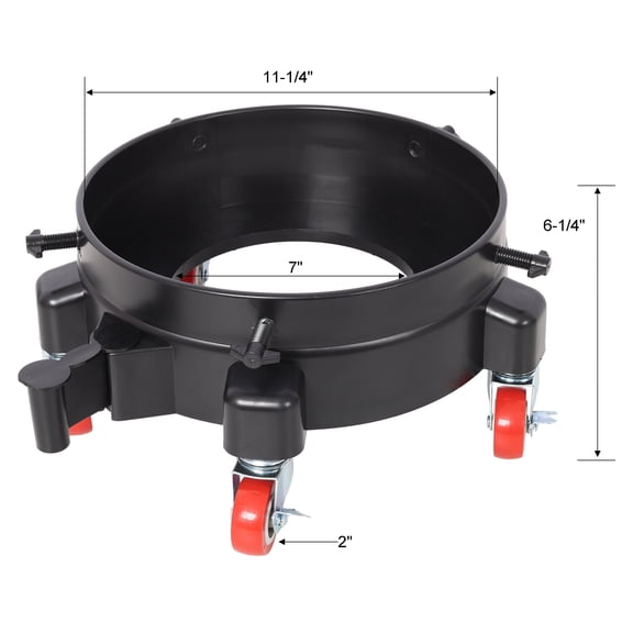 11 1/4 Inch Bucket Dolly, Removable Rolling Bucket Dolly Easy Push 5 Roll Swivel Casters to Move 360 Degree Turning for 5 Gallon Buckets Car Wash System Detailing Smoother Maneuvering, Black,