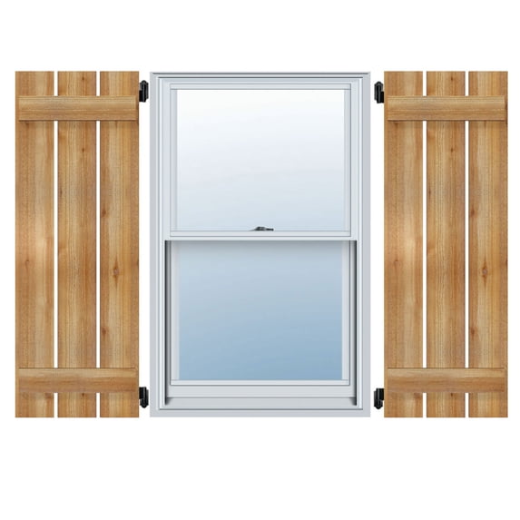 11 1/4"W x 45"H TimberCraft Two 5 3/8" Boards Spaced Board-n-Batten Shutters, Rough Sawn Western Red Cedar (Per Pair)
