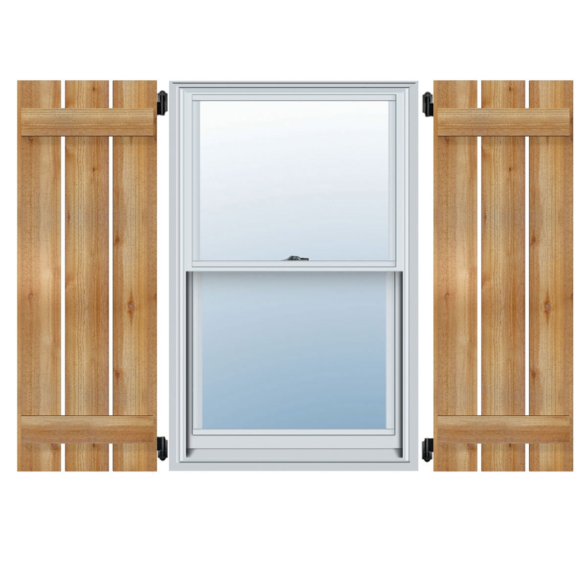11 1/4"W x 51"H TimberCraft Two 5 3/8" Boards Spaced Board-n-Batten Shutters, Rough Sawn Western Red Cedar (Per Pair)