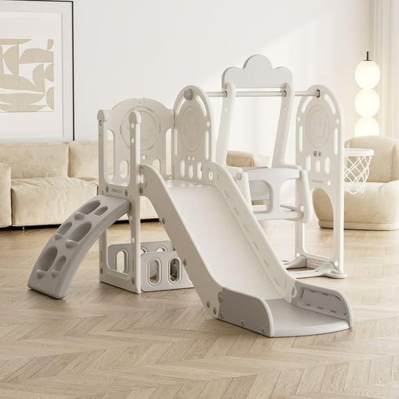 11 In 1 Baby Toddler Slide For Indoor Outdoor, Toddler Playground With Basketball Hoop, Tunnel And Swing, Toddler Climber Slide Playset For 1-4 Years Old Boys Girls