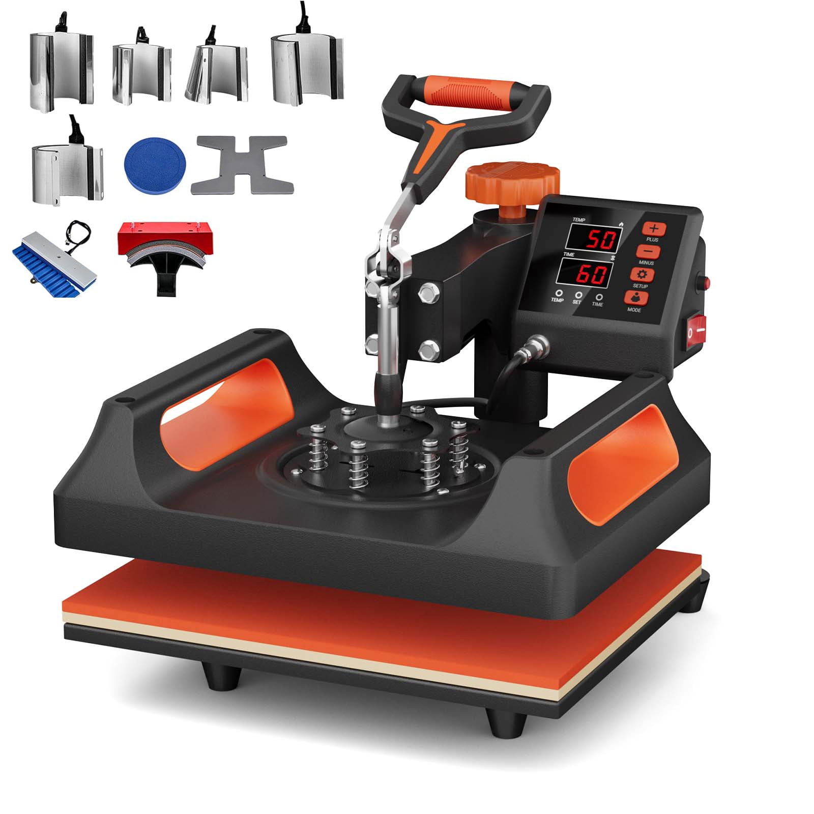 11 in 1 Heat Press, 12 x 15 Inch, Multifunctional Clamshell Printer, Digital Dual-Tube Heat Press Transfer Machine, Swing Away Sublimation Machine for T-Shirt Hat Cap Mug Plate Pen Shoes, Black