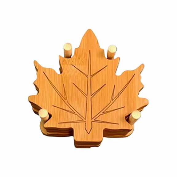 11*11*6.2CM Heat-Resistant Wood Trivet Set for Hot Dishes, Pots & Pans | Maple Design Protective Pot Holders for Kitchen Countertops and Dining Table