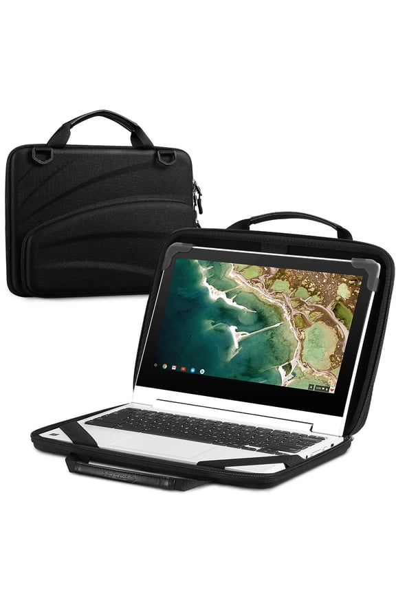 11-11.6 Inch Chromebook Sleeve Case - Protective Briefcase Shoulder Bag with Accessory Pouch for Up to 11.6" Laptop Notebook Ultrabook, Black