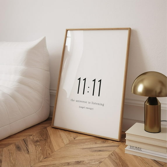 11,11 Angel Number Print, Minimalist Spiritual Wall Art Home Decor #987, Unframed Canvas Size 24x36