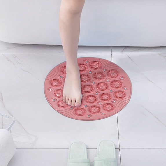 11*11 inch Round Suction Cup Massage Shower Mat, Non Slip Safety Bathroom Floor Rug