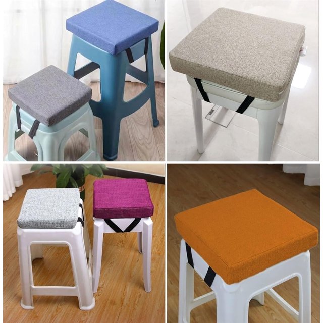 11/12/14/16 Inch Stool Cushion Square With Ties, NonSlip Square Seat