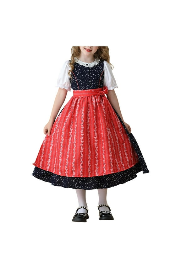 11-12 Years Girls German Dirndl Dress Costumes for Bavarian Oktoberfest Vintage Costume