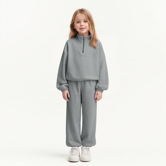 11-12 Years Girls Long Sleeve Pajama Set Baby Girl Clothes Toddler Girl Outfit Ruffle Sleeve Shirt Pant Set Fall Winter Clothing for Girl,Grey