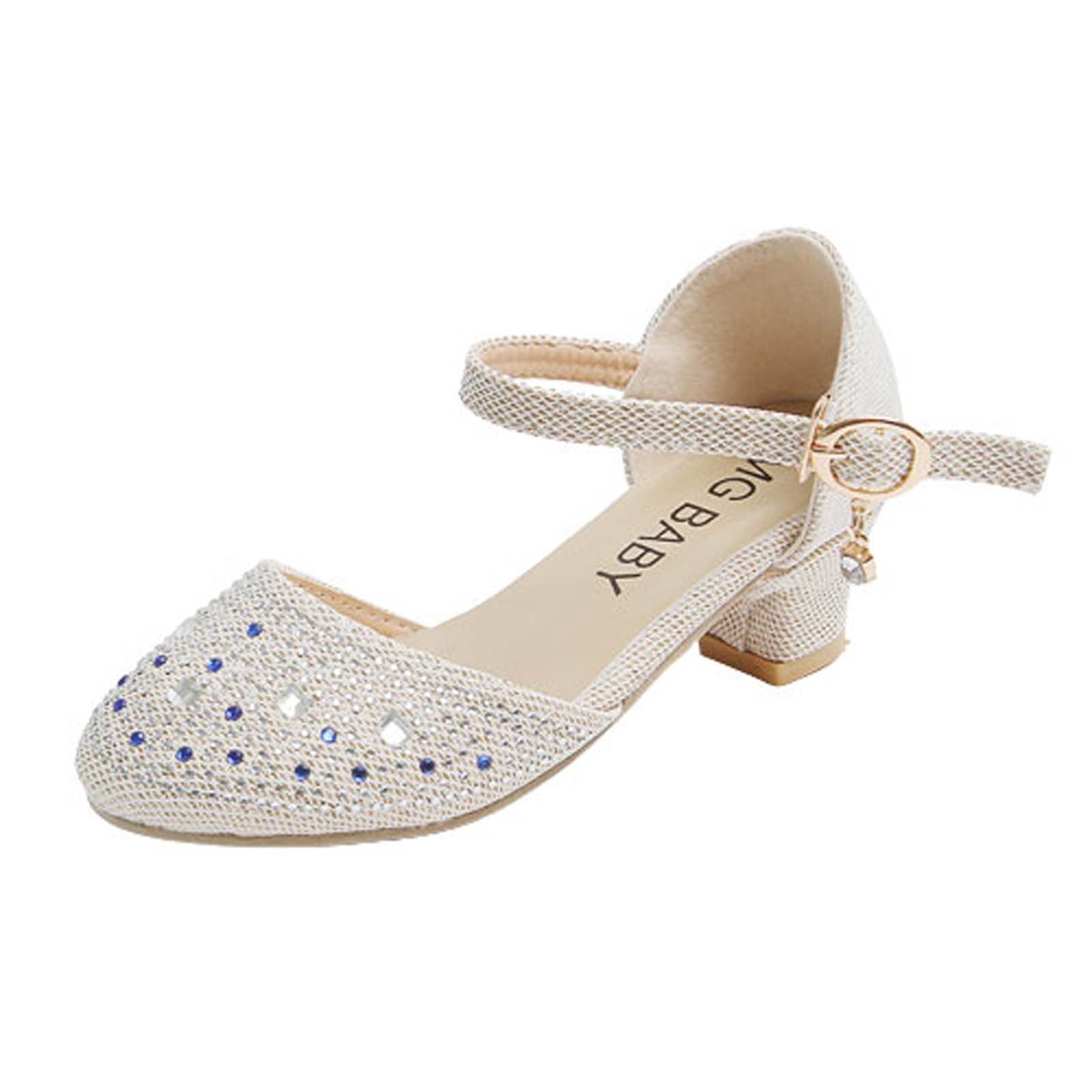 10-11 Years Girls Sandals Glitter Dress Shoes Princess Crystal High Heels  Party Wedding Baby Girl Children's Rhinestone Decoration Princess Shoes  Casual Buckle Sandals Pink - Walmart.com