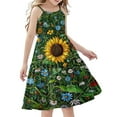 thumbnail image 1 of 11-12 Years Girls' Summer Floral Dress Kids Sleeveless Square Neck Smocked Flowy Dresses 5-14 Years, 1 of 7