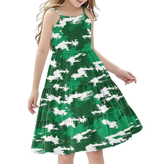 11-12 Years Kid Camouflage Cotton Girls Dresses Summer Girl Clothes