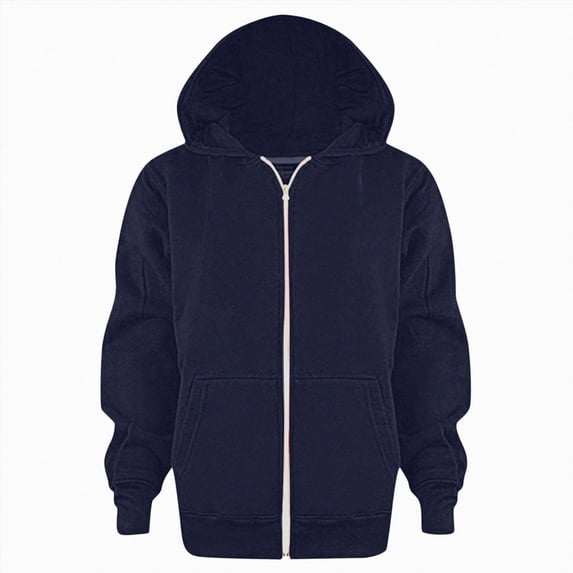 11-12 Years Teen Boys Girls Zipper Sweatshirt Hoodies Soft Full Zip Hooded Sweatshirts For Teens Kids Unisex Navy Hoodie