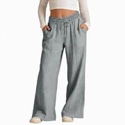 11-12 Years Teen Girls Teenager Casual Trousers Long Wide Leg Jogging Bottoms Kids Baggy Wide Leg Pants Jogger Trousers for Fall and Winter Grey Sweatpants