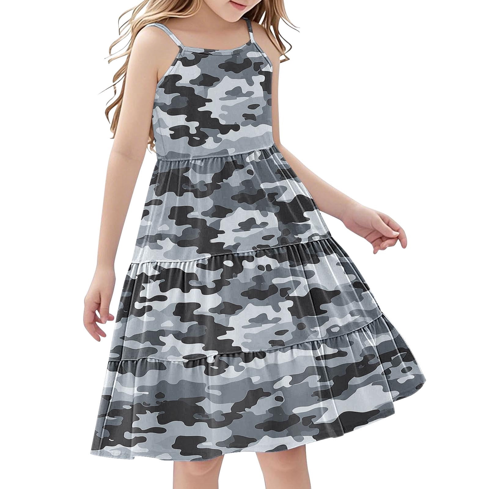 Abito Midi Bambina Camouflage Charcoal A2Z 4 Bambini Ragazze Top Selfie Camuffamento Trendy E Moda Top Vestito Lungo Ragazza Stampa Militare