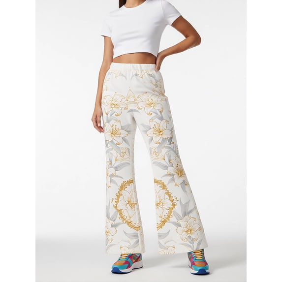 Girls Kids Flared Pants, Digital Print Bell Bottoms Wide Leg Trousers, Casual Slim Fit Leggings for Teens and Children (Ages 4-13)