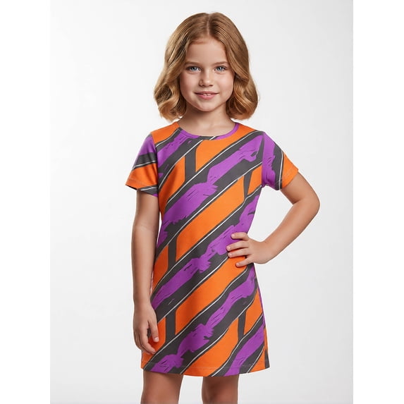 Girls Classic Casual Short Sleeve Dress Relaxed-Fit Casual Dress Comfortable Playwear for Junior Girls Age 7-13 Crew Neck