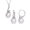 thumbnail image 1 of Everly Women's Cultured Pearl and Diamond Sterling Silver Earrings, 1 of 6
