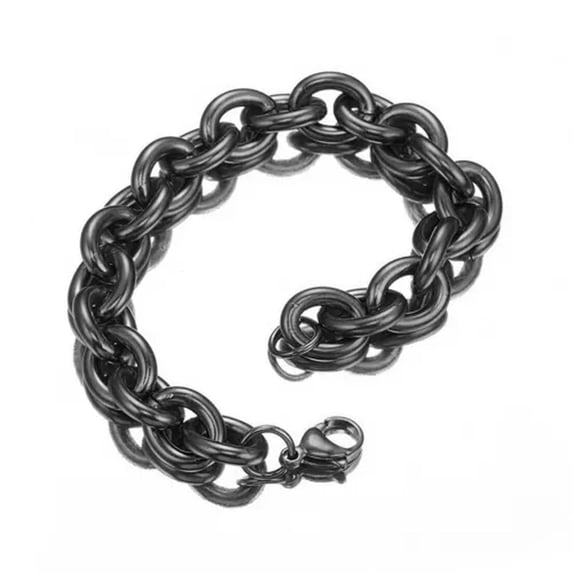 11/13/15mm Mens Round Heavy Rolo Chain Link 316L Stainless Steel Bracelet Bangle