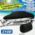 thumbnail image 1 of 11-13Ft Boat Cover Waterproof Trailerable Heavy Duty Pontoon Black Fit for V -Hull, Tri-Hull, Runabout, 1 of 7