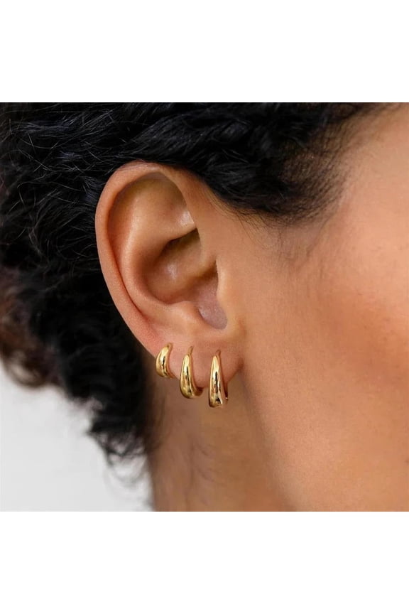 11/14/16mm Minimalist Small Circle Hoop Earrings Smooth 14K Yellow Gold Rust Proof Round Huggie Ear Buckle Bijoux