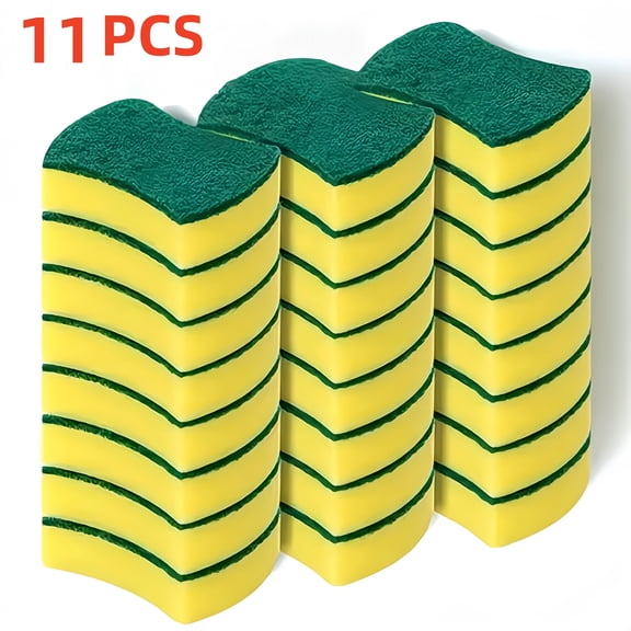 11/16/40pcs Kitchen Cleaning Sponge, Dishwashing Towel, Multifunctional Scouring Pad, Double-sided Scratch Resistant Sponge, Super Absorbent, Durable Home Cleaning Supplies