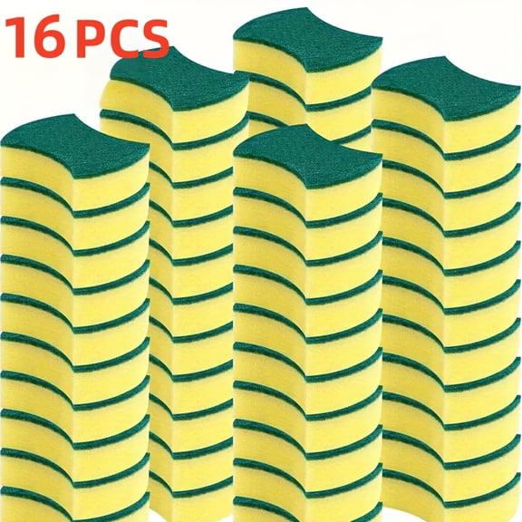 11/16/40pcs Kitchen Cleaning Sponge, Dishwashing Towel, Multifunctional Scouring Pad, Double-sided Scratch Resistant Sponge, Super Absorbent, Durable Home Cleaning Supplies
