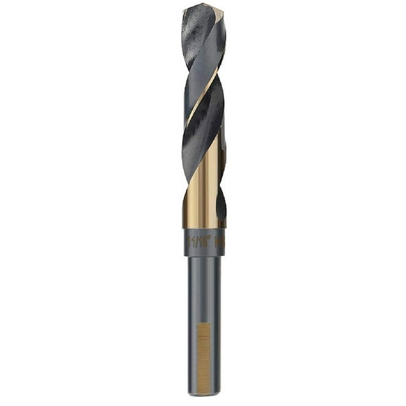 11/16 in. HSS Silver and Deming Drill Bit 1/2" Reduced 3-Flat Shank Golden/Black Oxided 135 Deg.Split Point
