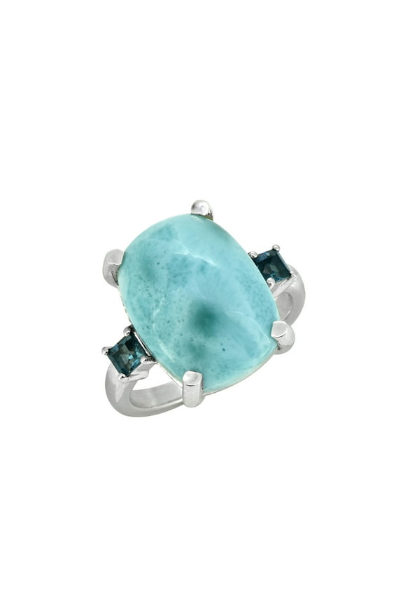 11.18 Cts. Larimar London Blue Topaz Solid 925 Sterling Silver Ring