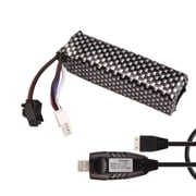 11.1V 2000mAh Airsoft LiPo Battery with USB Charger, 25C High-Discharge Rate SM & XH-4P Connectors Compact Rechargeable Power Pack for Gel Ball Blasters & Airsoft Guns
