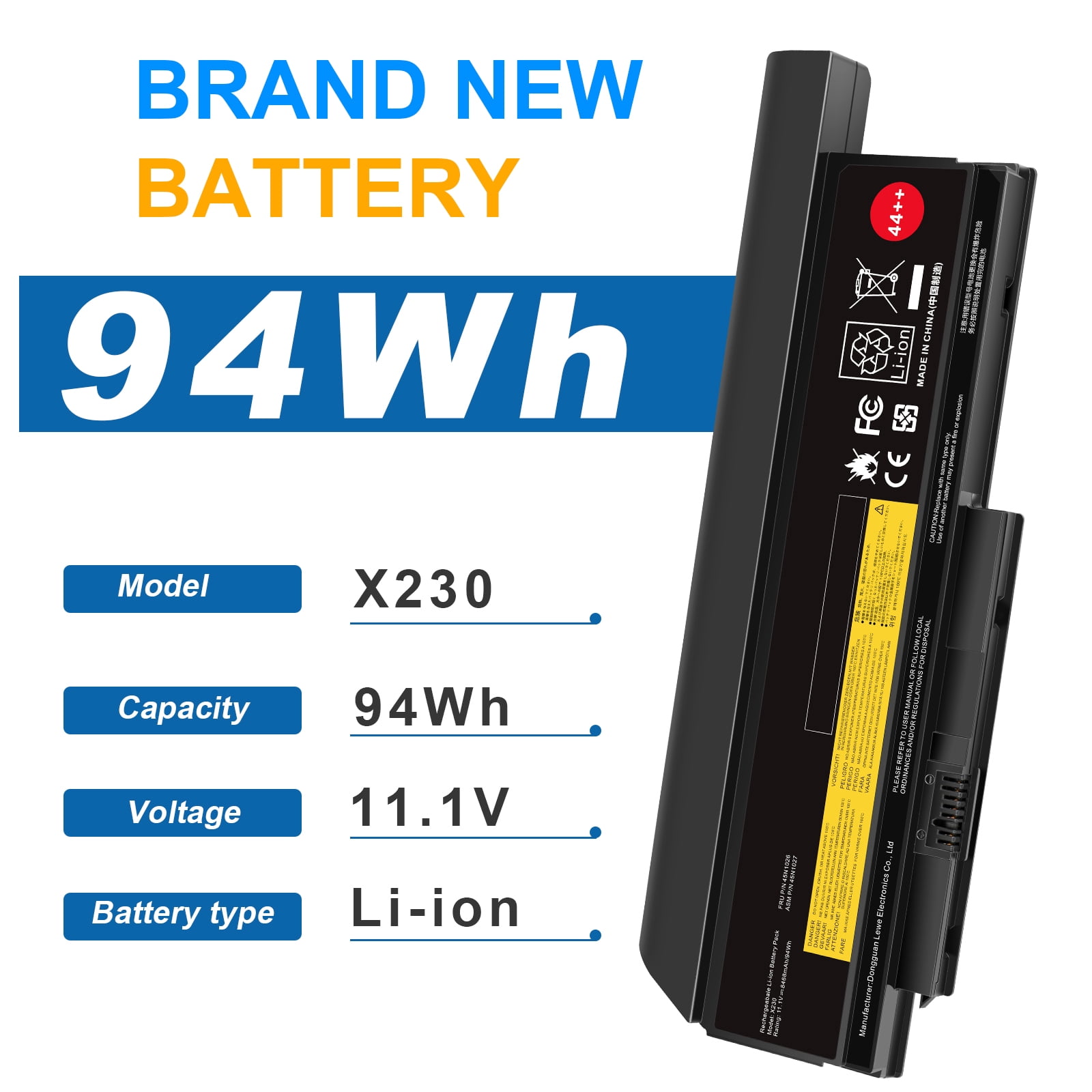 Batterie 11.1V 7950mAh Pour Lenovo ThinkPad X230 X220 - 9 Cellules - 94Wh - Compatible 45N1028