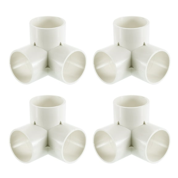 11/2" Fittings, 4Pcs 3 Way Elbow Connector Elbow Corner Fitting, White
