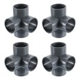 thumbnail image 1 of 11/2" Fittings, 4Pcs 4 Way Elbow Connector Elbow Corner Fitting, Grey, 1 of 7