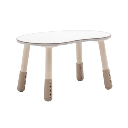 11-21 Inch Kids Table, Adjustable Height, White and Brown Dual Tone Finish- Saltoro Sherpi