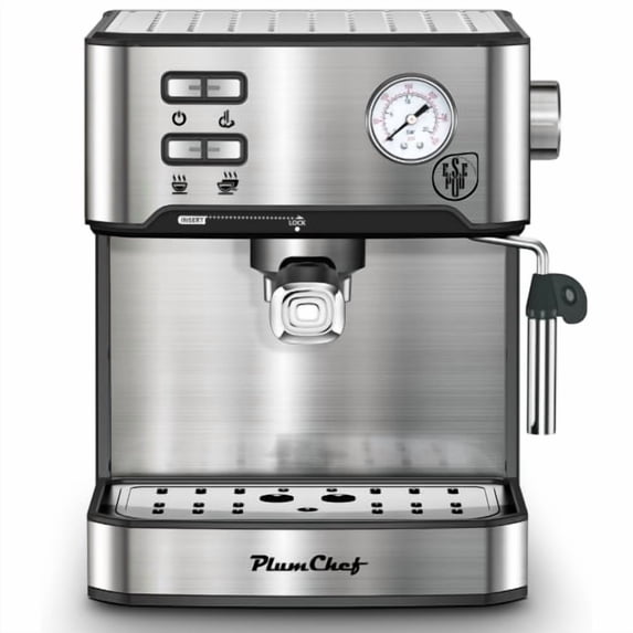 11.22×9.25×10.63 Inch 20 Bar Espresso Machine, Single Double Shot & Pressure Display, Stainless Steel Coffee Maker with Milk Frother ESE Pod Compatible for Home Kitchen