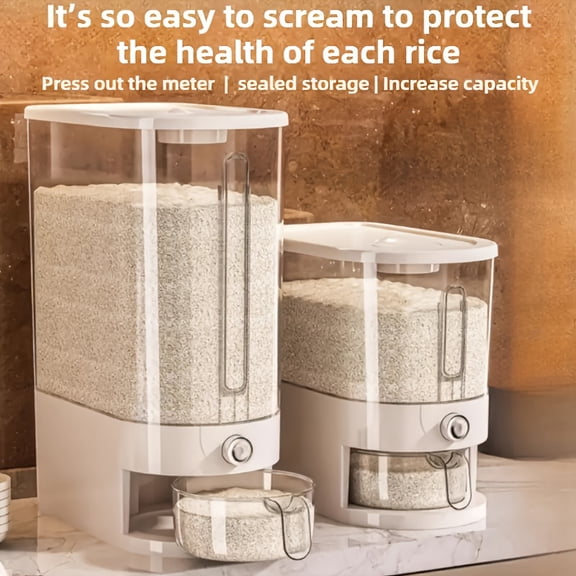 11/22 Lbs Large Capacity Sealed Rice Storage Container, Moisture & Insect Proof, Food-Grade PET, Flip-Top Design with Measuring Cup, Durable for Rice, Grains & Dry Food